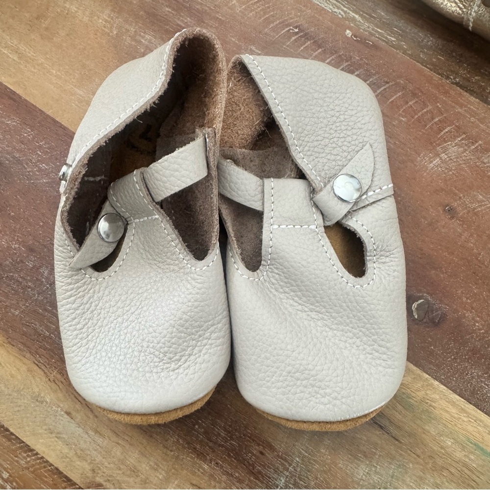 Gray Leather Kids Shoes